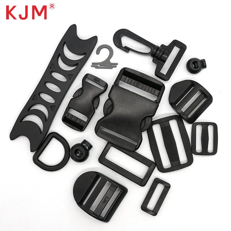 GRS Certification Bag Accessories Dual Adjustable Recycled Plastic Buckle Black Pom Side Release Buckle for Bag Belt Straps