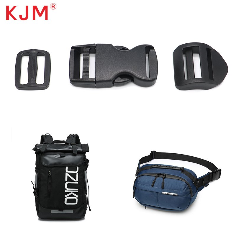 GRS Certification Bag Accessories Dual Adjustable Recycled Plastic Buckle Black Pom Side Release Buckle for Bag Belt Straps