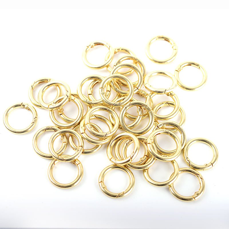 Openable round Carabiner Keychain with Alloy Spring Gate O Ring Bag Clips and Dog Chain Buckles for Shoes Belts Garments
