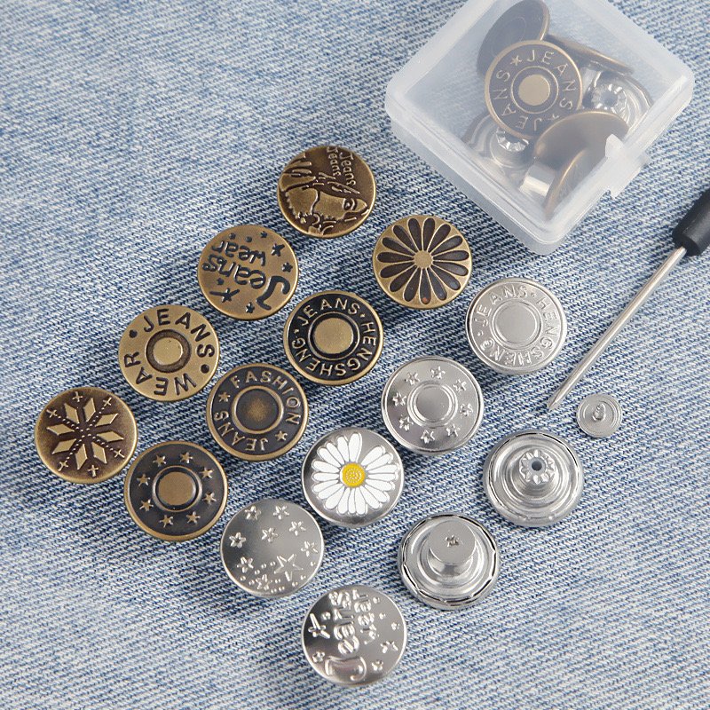 Fashion Garment Jeans Buttons Metal Accessories Customized Bag Brass Eyelet with Grommet Buckle For Pants