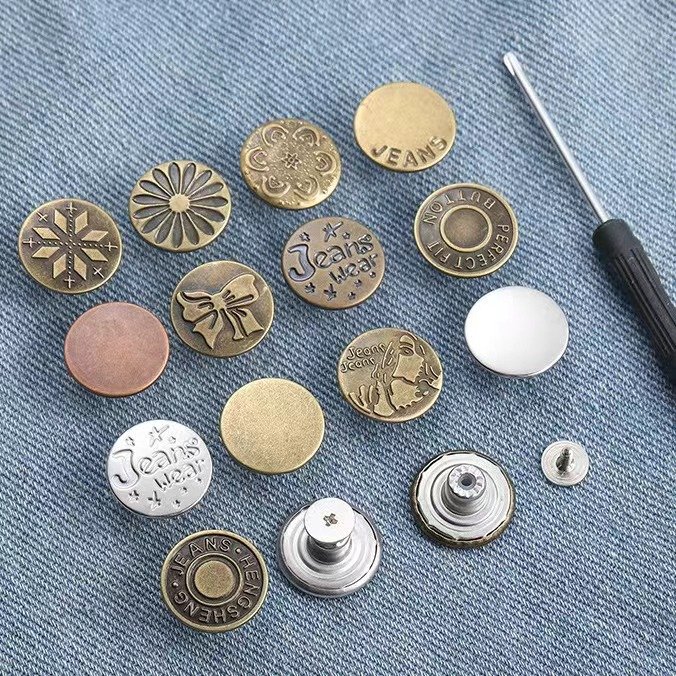 Fashion Garment Jeans Buttons Metal Accessories Customized Bag Brass Eyelet with Grommet Buckle For Pants