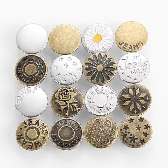 Fashion Garment Jeans Buttons Metal Accessories Customized Bag Brass Eyelet with Grommet Buckle For Pants