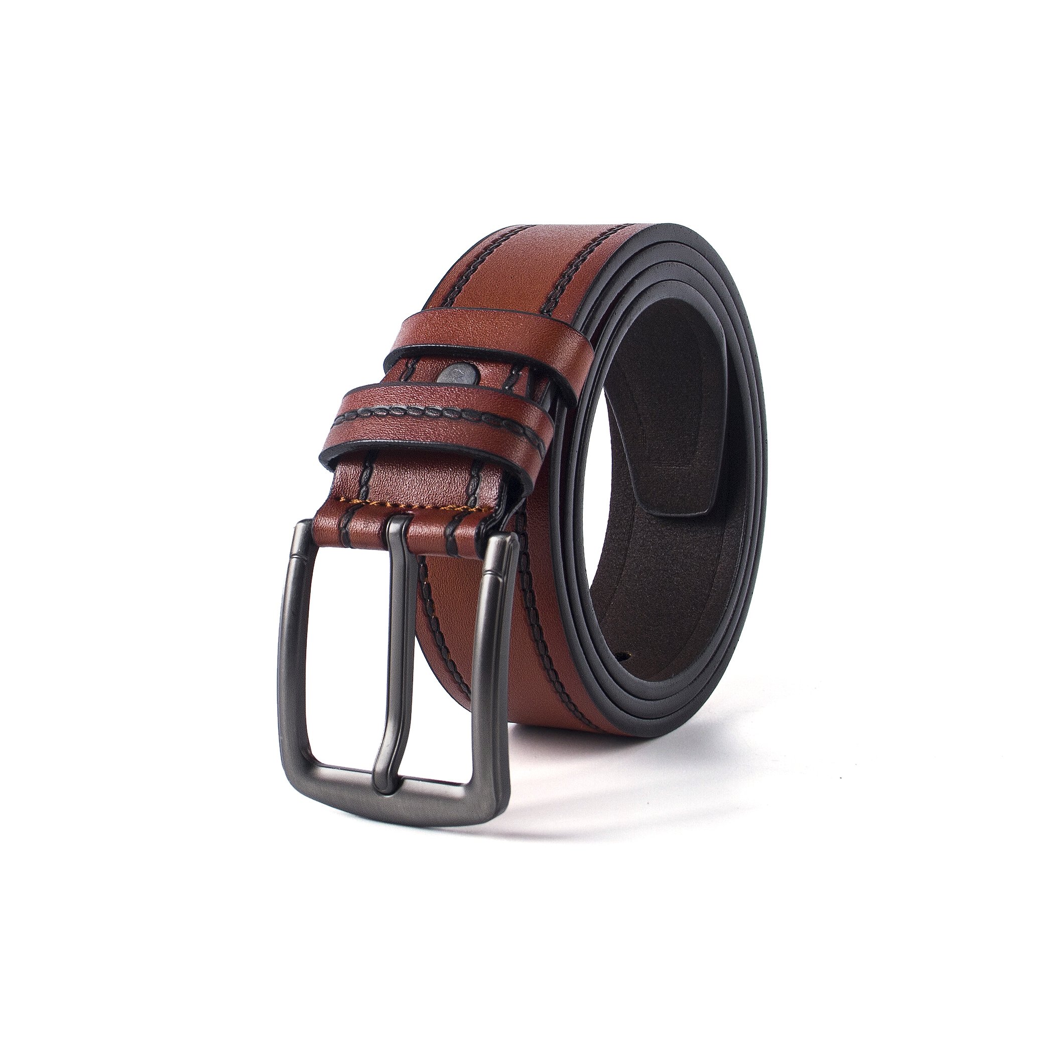 Classic Single Sewing men's belt retro pu leather belt customized pin buckle for men