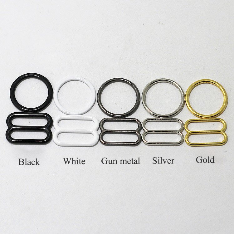 Wholesale Custom Nick-free Plated Swimwear Bra Buckles O Ring And Strap Metal/Plastic Adjuster Slider