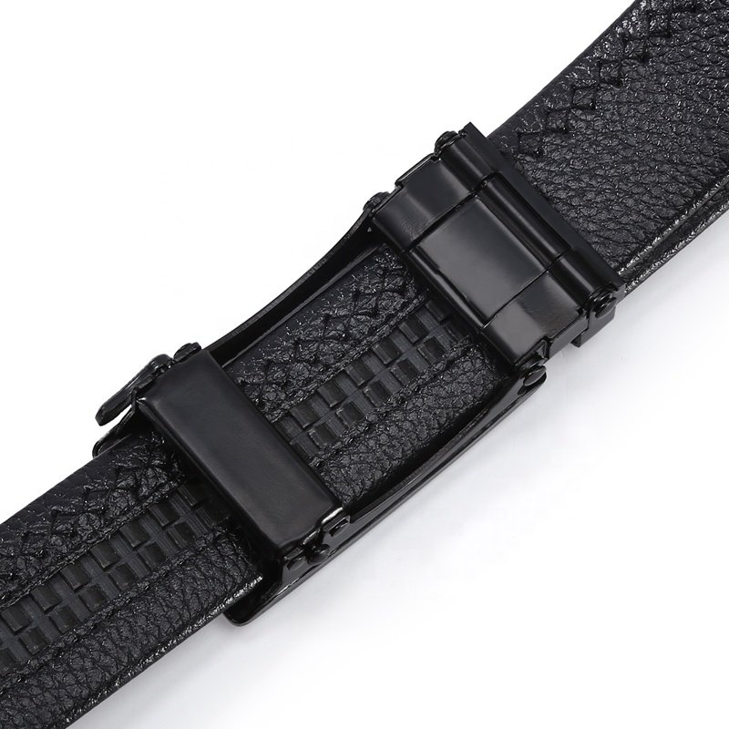 Hot Custom Male Iron Buckle Strap Black Sports Car Leisure Dress Belt Men Ratchet Slide Automatic Business Leather Belts