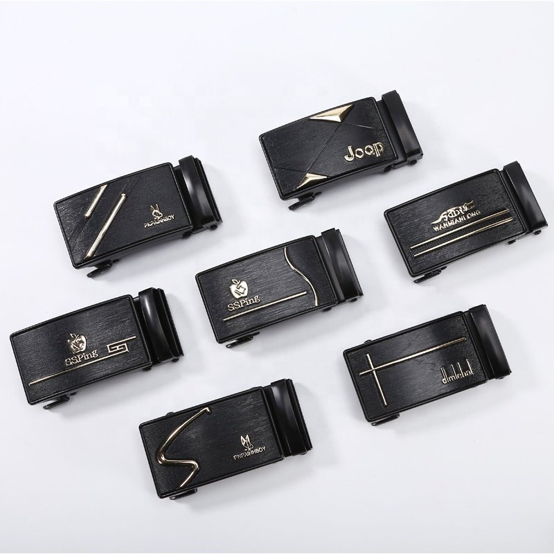Hot Custom Male Iron Buckle Strap Black Sports Car Leisure Dress Belt Men Ratchet Slide Automatic Business Leather Belts