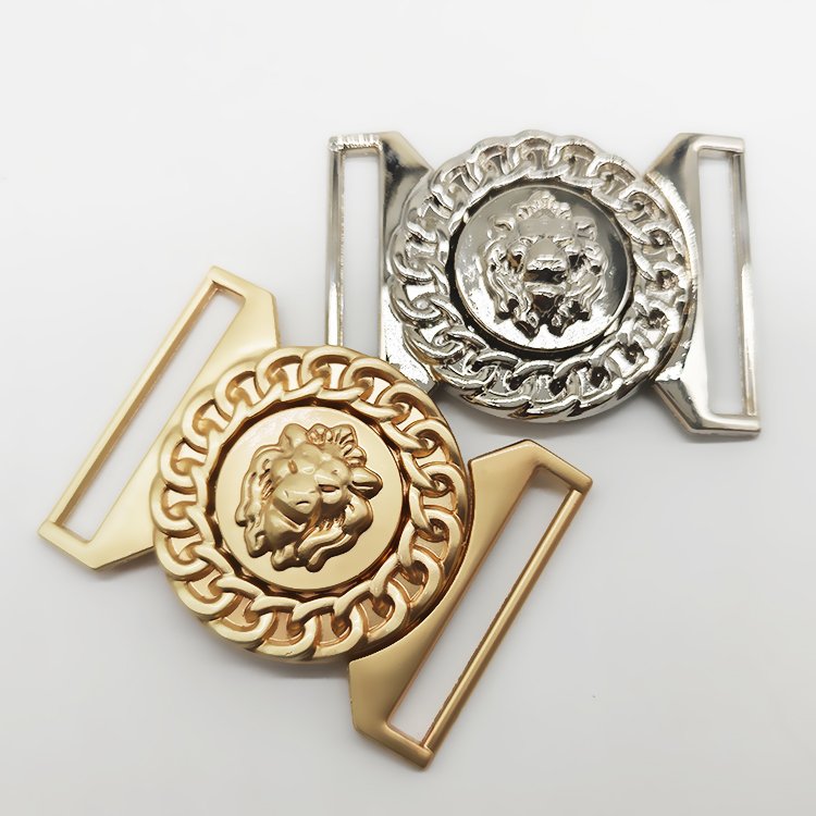 2024 Fashion 40mm Belt Buckle Automatic Quick Release Belt Buckle Black Zinc Alloy Metal Lion Head Decorative Luxury Buckle