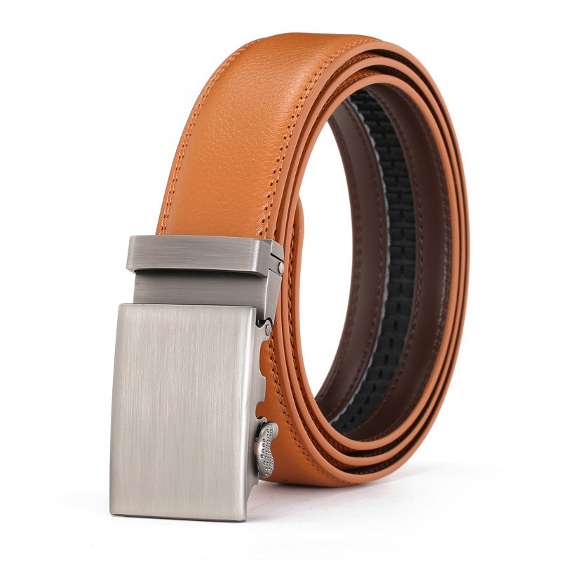 LQbelt New Men's Automatic Buckle Belt Genuine Leather Belts For Men Ratchet Waistband Custom Belt OEM Factory