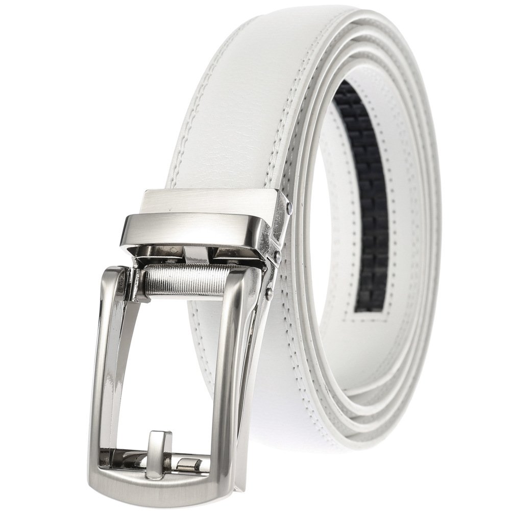 Custom Men's Genuine Leather Belts Automatic Ratchet Buckle Belt Strap Easy to Cut Length Custom Logo Belt for Men