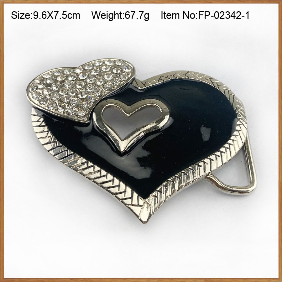 Classic Vintage Zinc Alloy Heart-Shaped Diamond Belt Buckle Fashionable Western Cowboy Belt Buckle for Women Accessories