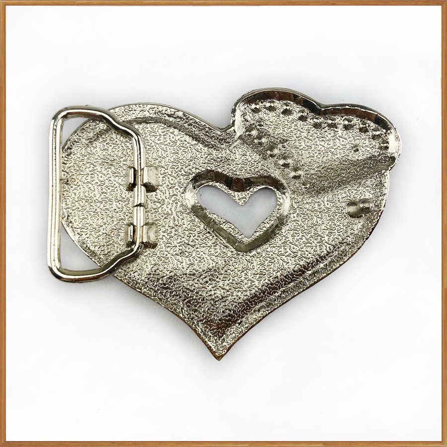 Classic Vintage Zinc Alloy Heart-Shaped Diamond Belt Buckle Fashionable Western Cowboy Belt Buckle for Women Accessories