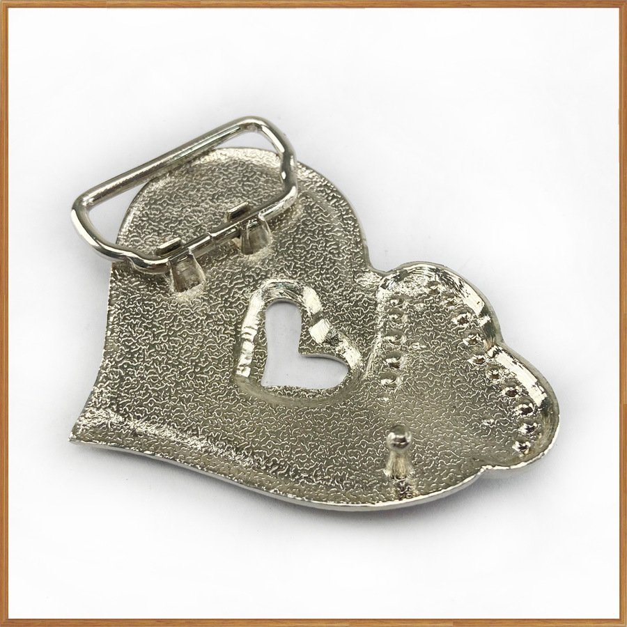 Classic Vintage Zinc Alloy Heart-Shaped Diamond Belt Buckle Fashionable Western Cowboy Belt Buckle for Women Accessories