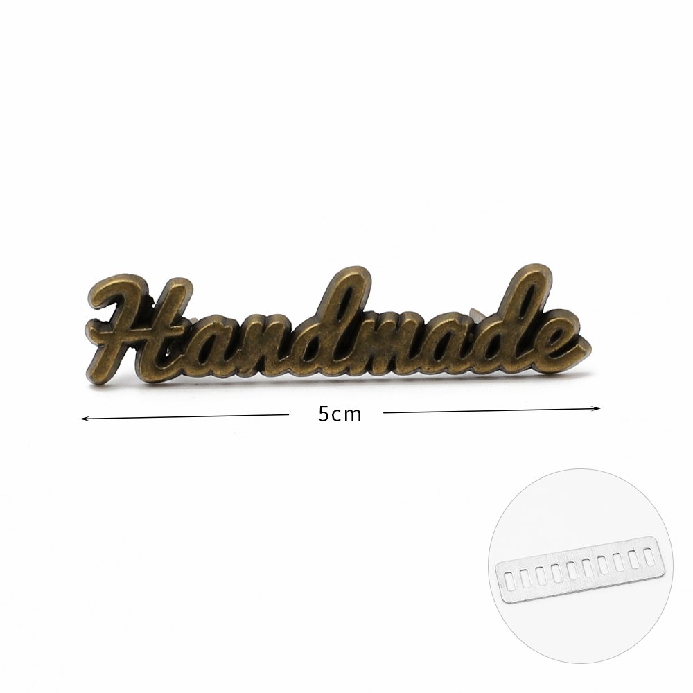 50*12mm Handmade Letters Metal Bag Label Handcraft Decorative Tags for Purse Buckles DIY Hardware Sewing Accessories