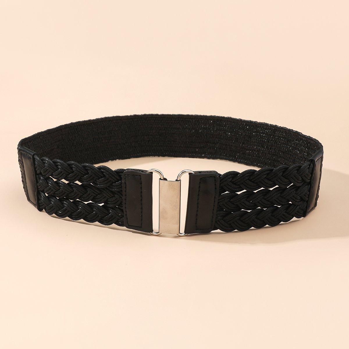 2024 Straw Woven Elastic Belt Summer Boho Braided Dress Belt Women Stretch Waist Belt Dress Alloy Buckle