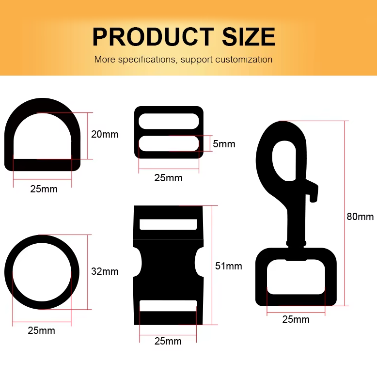 Custom Dog Collar Set Hardware High Quality Quick Side Release Buckle Manufacturer Wholesale 25mm Zinc Alloy Custom Color 50pcs