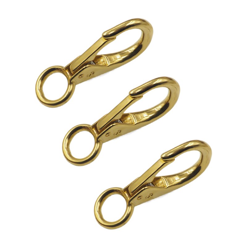 Brass pet dog buckle hook copper fixed hook handmade leather luggage buckle pure copper keychain