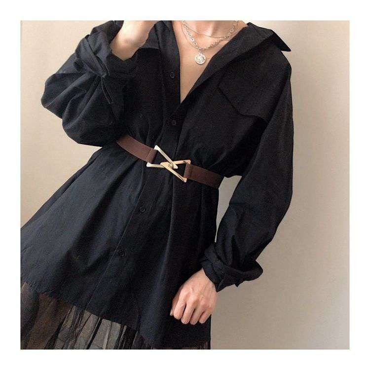 Elastic Waist Belt Waistband Gold Triangle Buckle Belts for Women Dress Coat