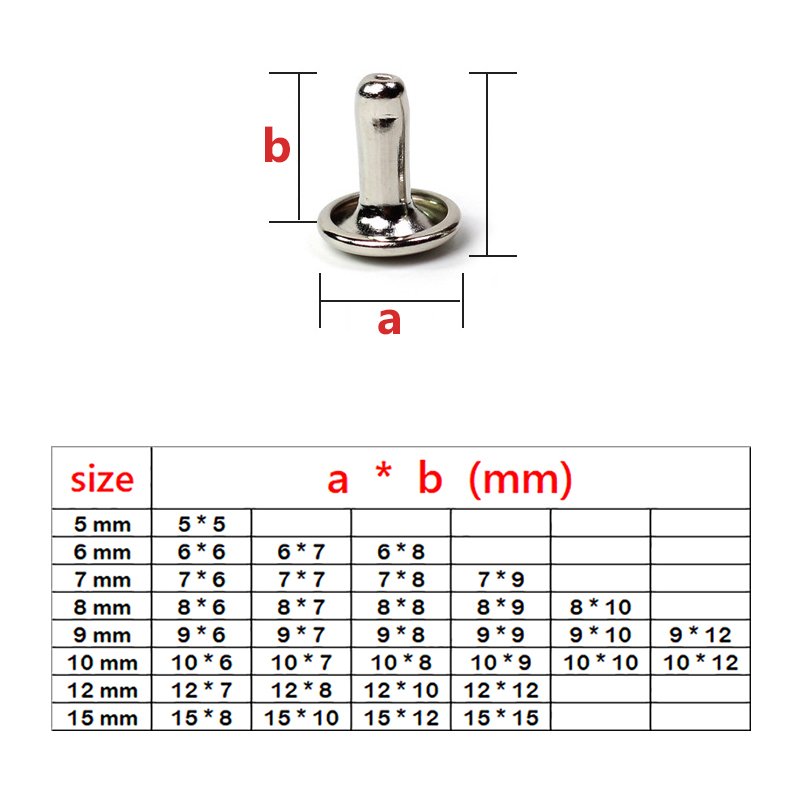 1000 sets 5-15 mm Double-Sided Rivets Silver Bronze Black Golden Stud Buttons Leather Rivets Bags Nails Billboard Fixing Buckle
