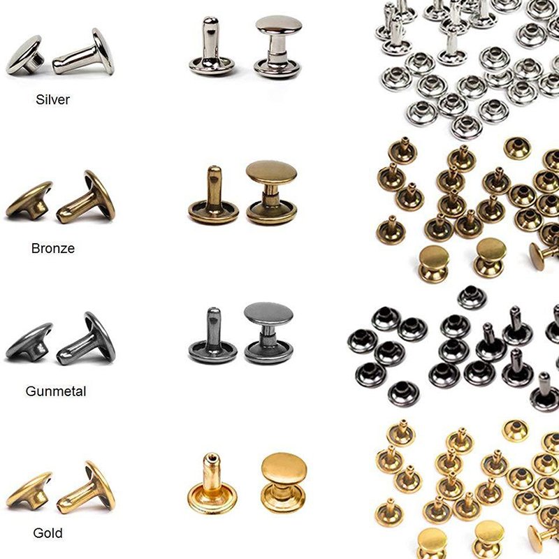 1000 sets 5-15 mm Double-Sided Rivets Silver Bronze Black Golden Stud Buttons Leather Rivets Bags Nails Billboard Fixing Buckle