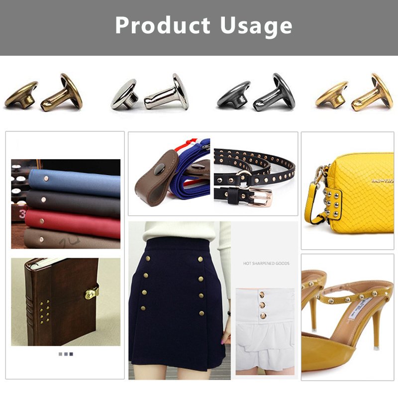 1000 sets 5-15 mm Double-Sided Rivets Silver Bronze Black Golden Stud Buttons Leather Rivets Bags Nails Billboard Fixing Buckle