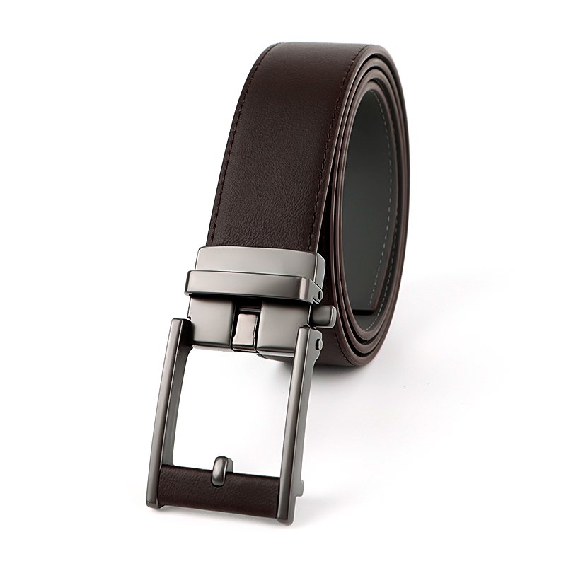 3.4cm wide men genuine leather belt with gold automatic buckle hot selling belt high quality custom cowhide belt