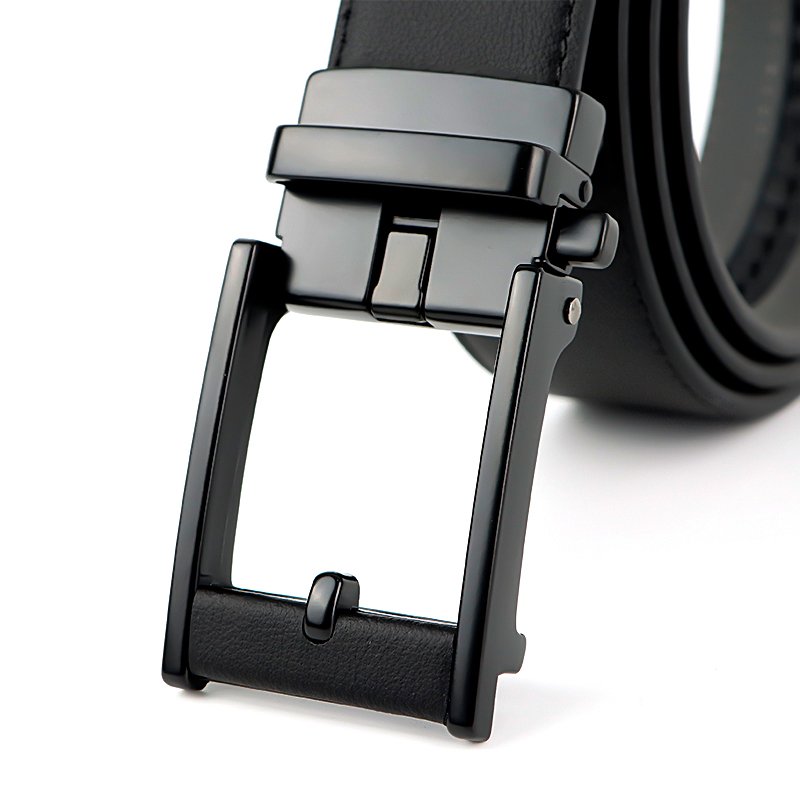 3.4cm wide men genuine leather belt with gold automatic buckle hot selling belt high quality custom cowhide belt