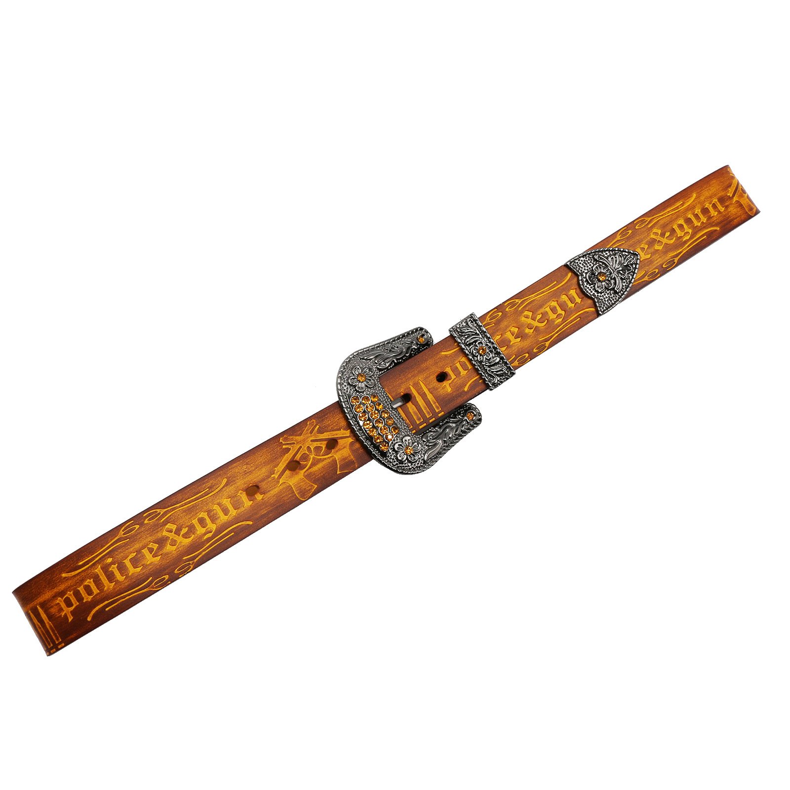 Men Cowboy Western Embossed Cow Hide Leather Belt WIth Alloy Buckle Design Belts