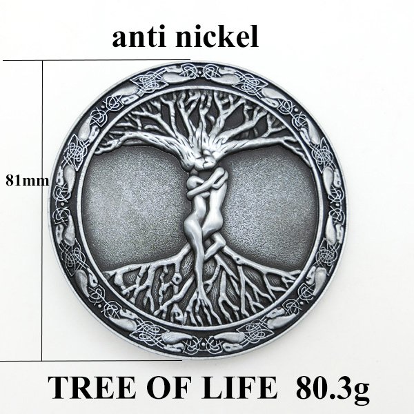 TREE OF LIFE 4.0CM Anti silver finished dress belt buckle shape top end zinc elegant fashion design decorations for all women me