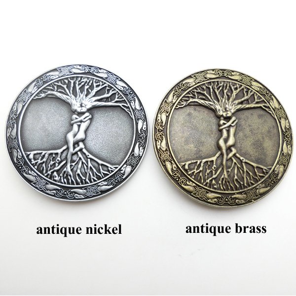 TREE OF LIFE 4.0CM Anti silver finished dress belt buckle shape top end zinc elegant fashion design decorations for all women me