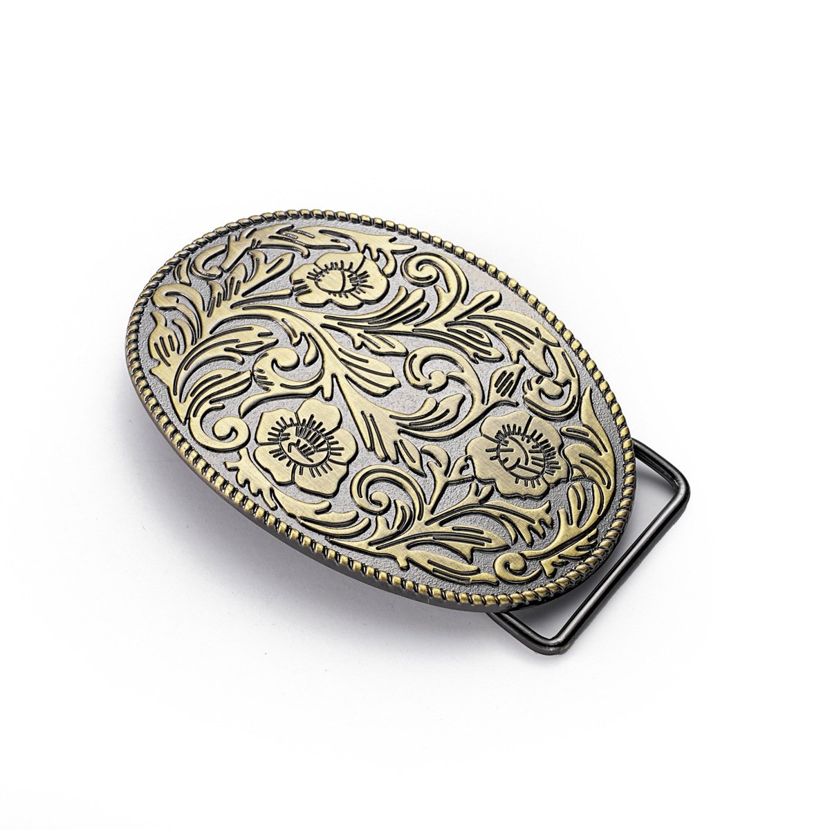 Wholesale Western Belt Buckle Initial Vintage-Cowboy Engrave Flowers Leaf Plate Buckle for Men Women 40mm