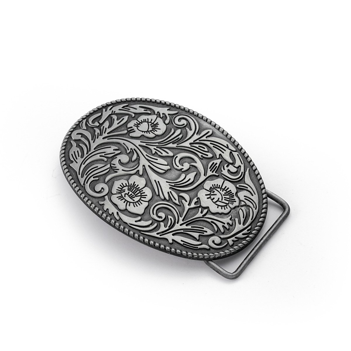 Wholesale Western Belt Buckle Initial Vintage-Cowboy Engrave Flowers Leaf Plate Buckle for Men Women 40mm