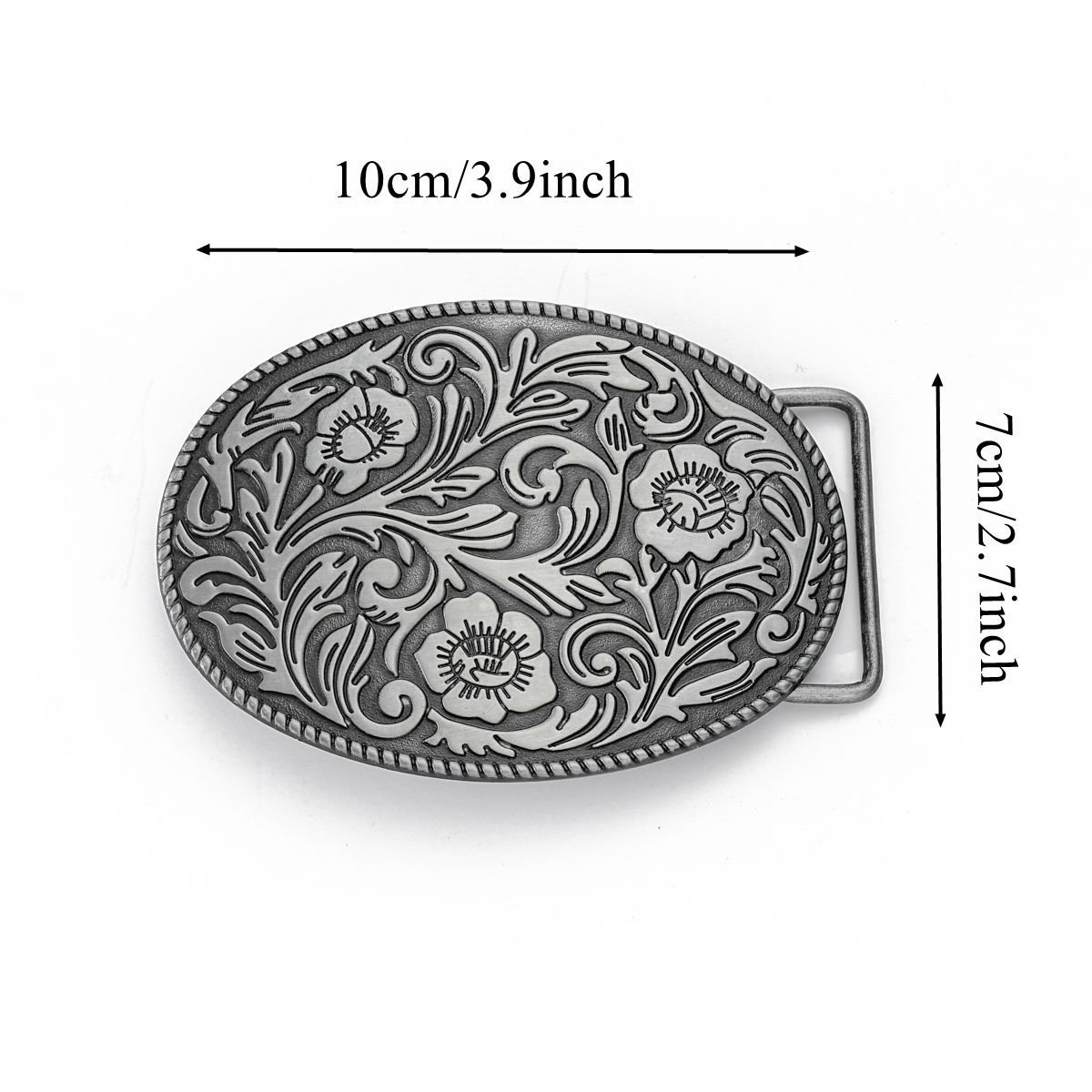 Wholesale Western Belt Buckle Initial Vintage-Cowboy Engrave Flowers Leaf Plate Buckle for Men Women 40mm