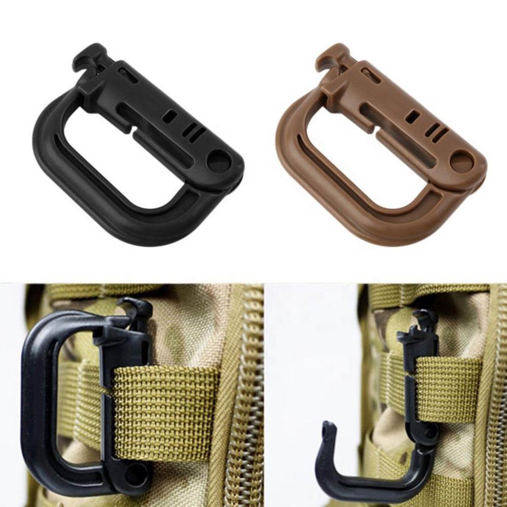 Tactical Safety Lock D-ring Carabiner Grimloc Hook Clip Molle Webbing Buckle For backpack molle system