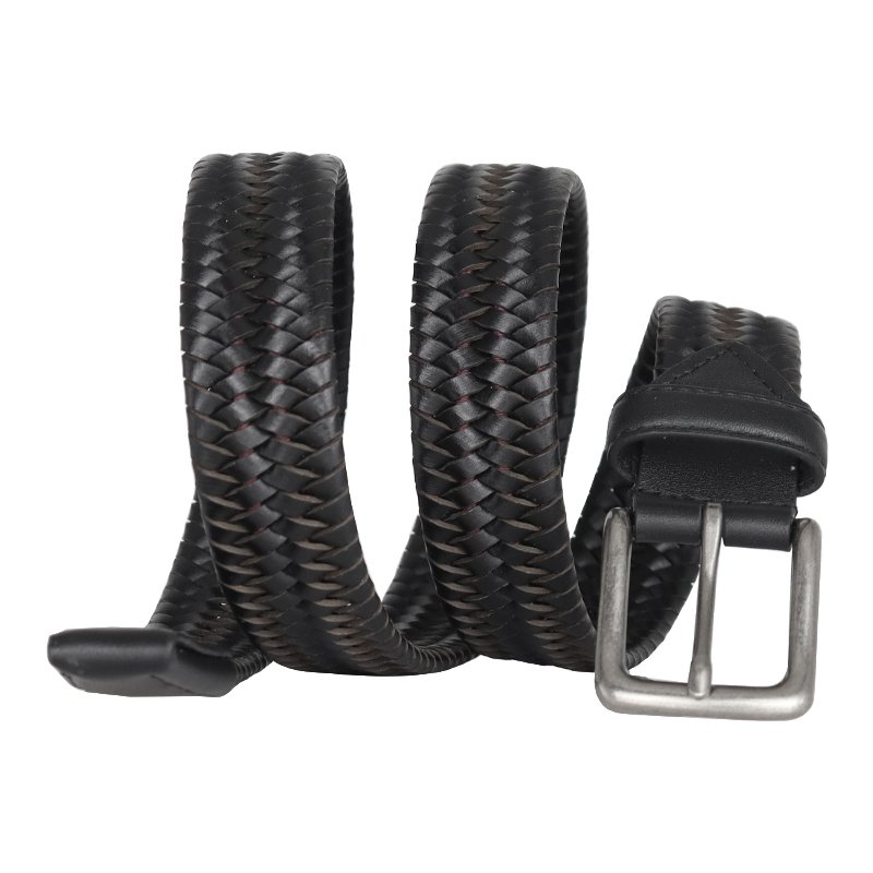 Factory wholesale genuine leather men belt pin buckle woven belt real leather belts for men