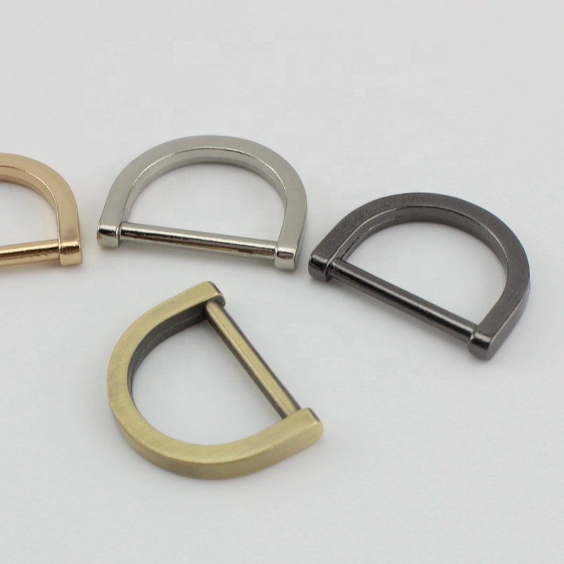 zinc 15 25mm 40mm 1" metal black gun hardware double zipper flat weld on screw opening d-ring set brass d ring buckle for bag