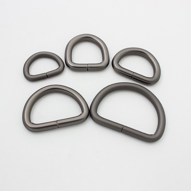 zinc 15 25mm 40mm 1" metal black gun hardware double zipper flat weld on screw opening d-ring set brass d ring buckle for bag