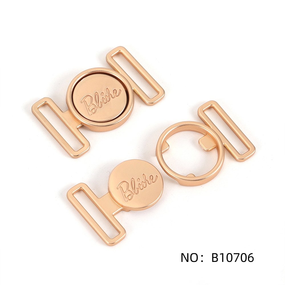 Custom Logo Rust Resistant Swimwear Connector Rose Gold Custom Shape Nickle Free Sliver Bikini Buckle