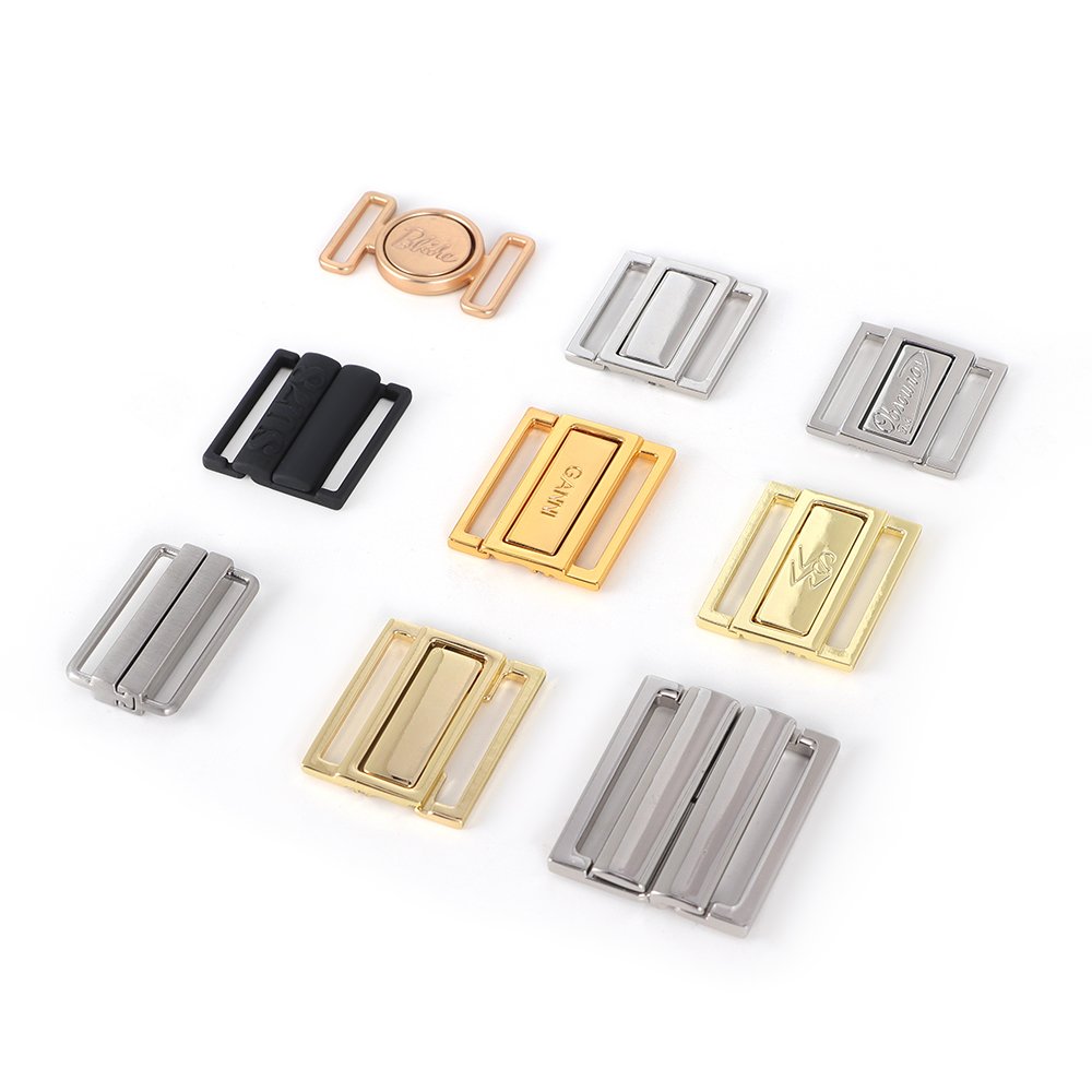 Custom Logo Rust Resistant Swimwear Connector Rose Gold Custom Shape Nickle Free Sliver Bikini Buckle