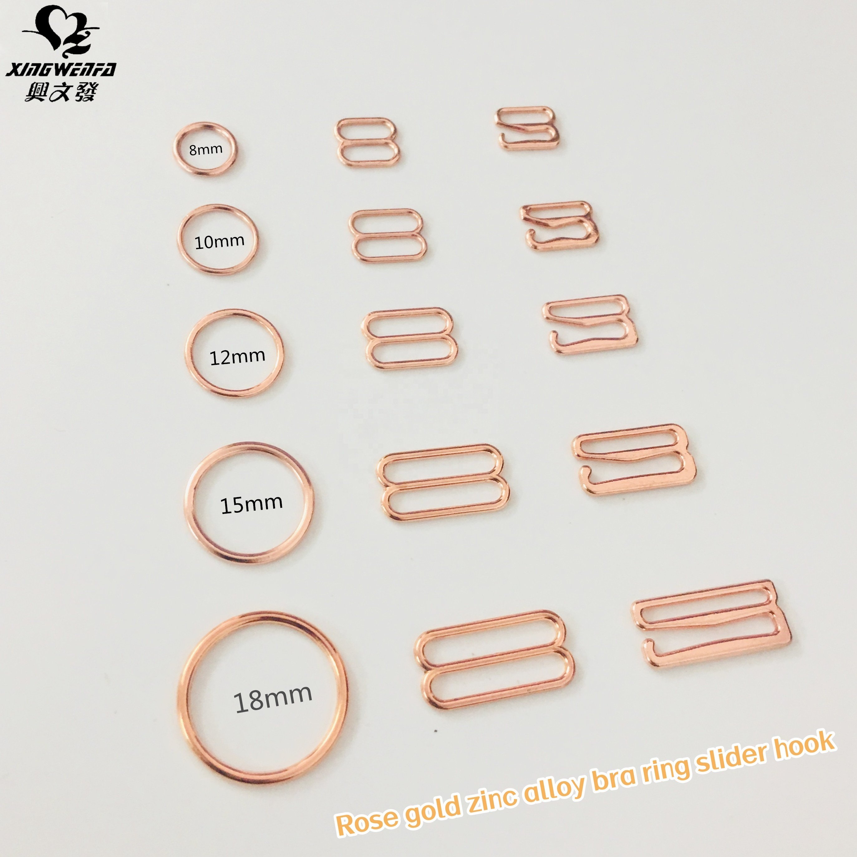 SGS quality underwear accessories buckle rose gold bra strap ring slider hook