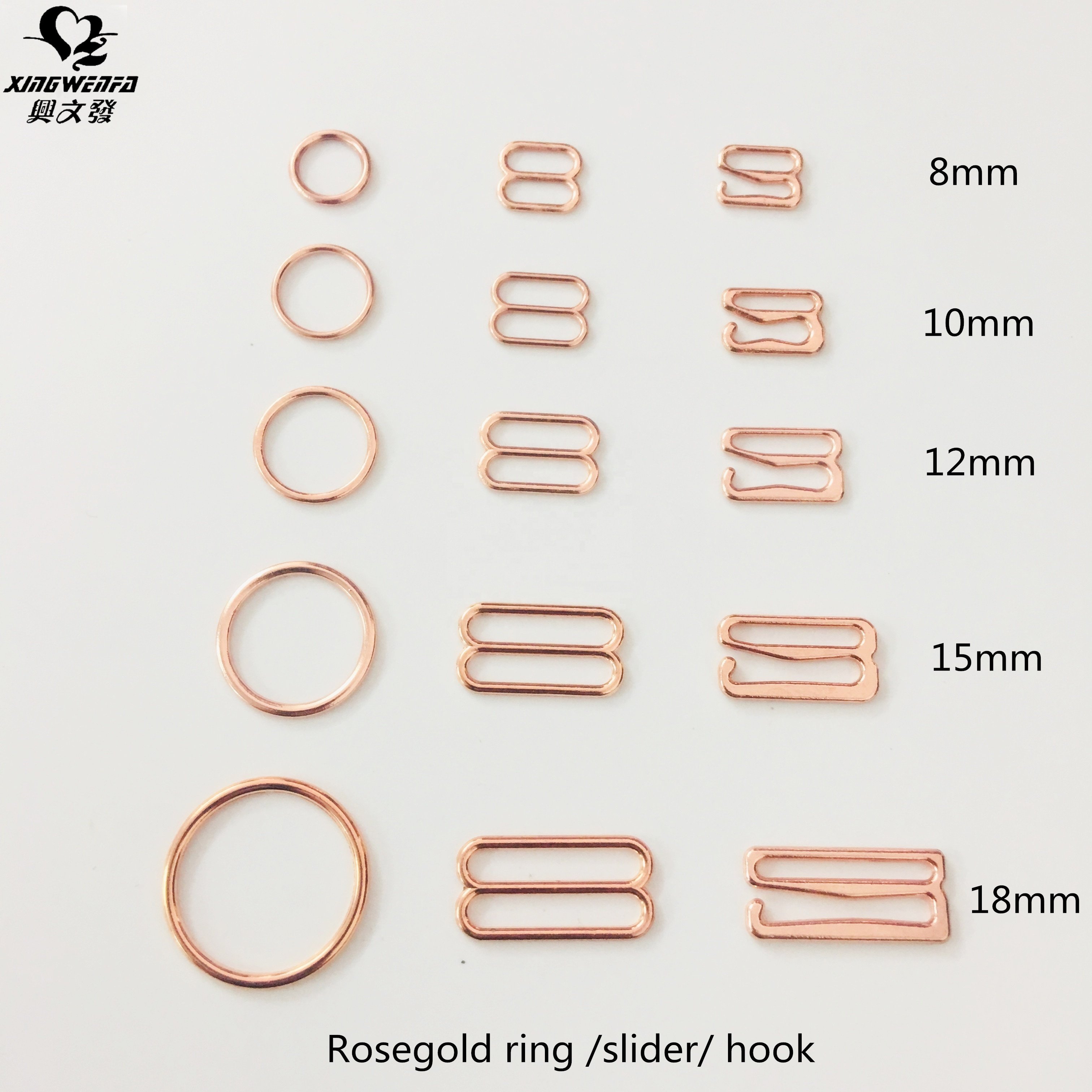 SGS quality underwear accessories buckle rose gold bra strap ring slider hook