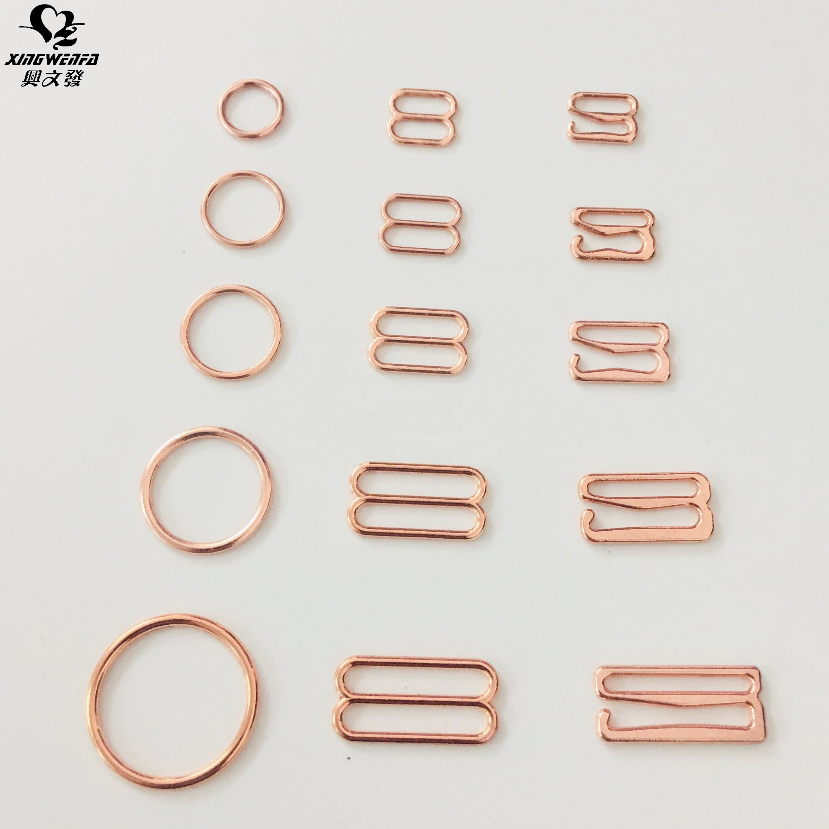 SGS quality underwear accessories buckle rose gold bra strap ring slider hook