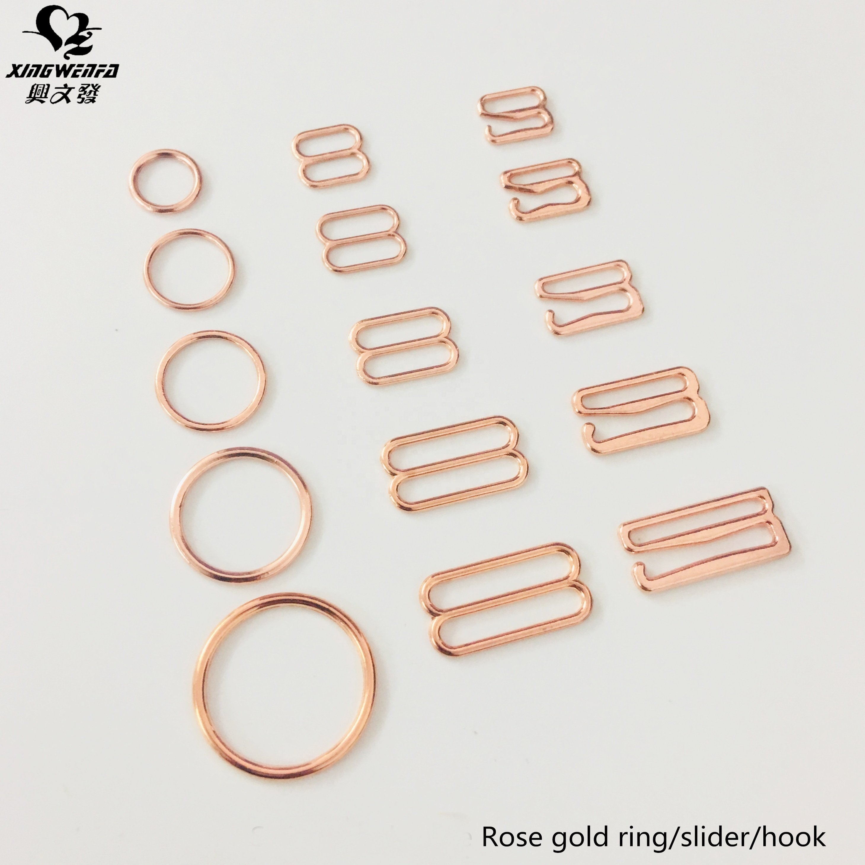 SGS quality underwear accessories buckle rose gold bra strap ring slider hook