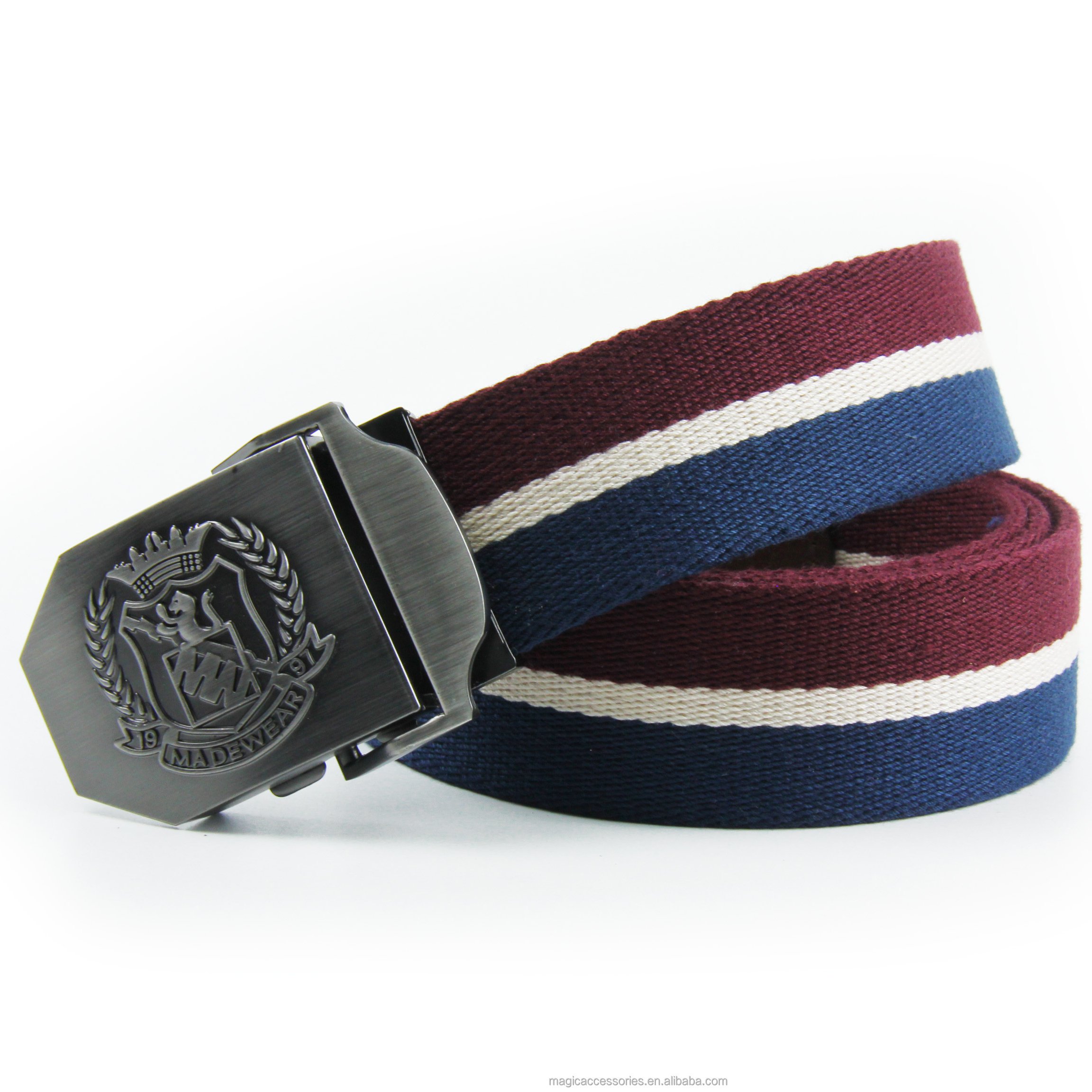 Colorful straps adult fabric belt with metal buckle men's fashion casual style
