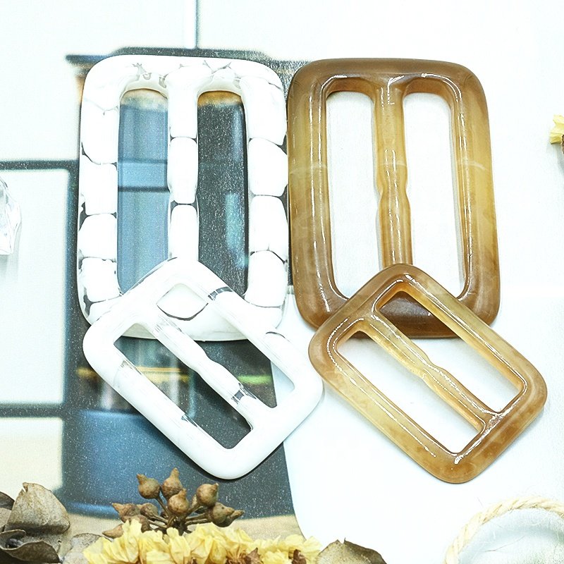 New 2024 plastic resin women coats coffee black belt buckle Rectangle waist buckle buttons for clothing