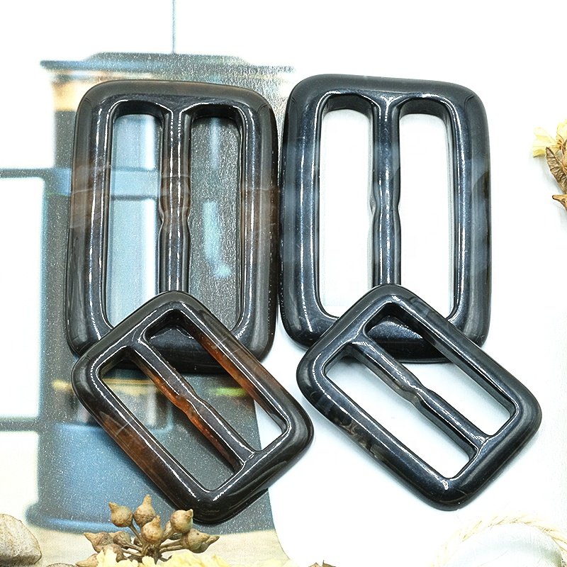 New 2024 plastic resin women coats coffee black belt buckle Rectangle waist buckle buttons for clothing
