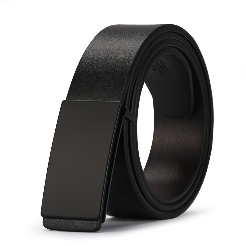 Factory Direct Men's Business Casual Knitted Belts Stylish Faux Leather with Smooth Alloy Buckle and Embossed Logo
