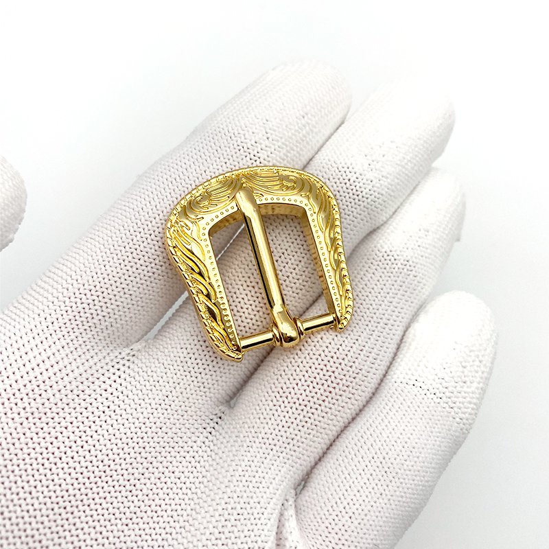 Wholesale gold carve patterns custom logo metal clasp pin buckle of belt