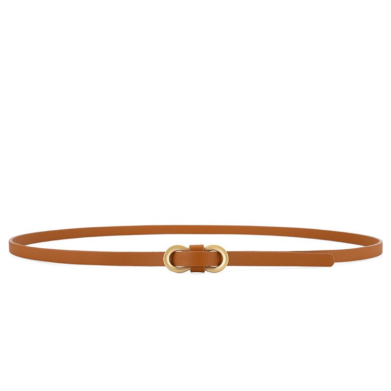 2024 New Fashion Custom Skinny Women Leather Belts With Metal Buckle Solid Black Color Classic Belts