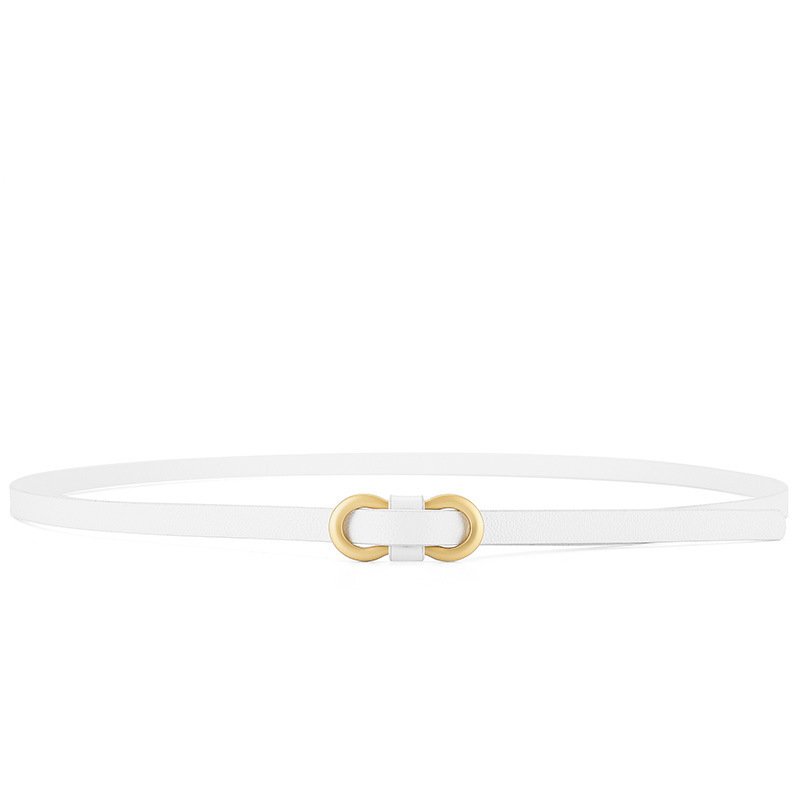 2024 New Fashion Custom Skinny Women Leather Belts With Metal Buckle Solid Black Color Classic Belts