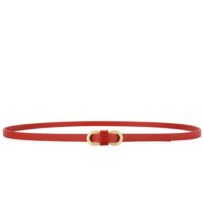 2024 New Fashion Custom Skinny Women Leather Belts With Metal Buckle Solid Black Color Classic Belts